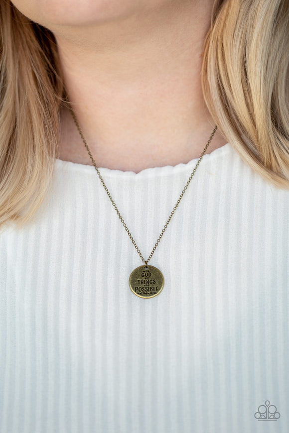 All Things Are Possible Brass ✧ Necklace Short