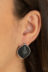 Black,Earrings Post,Marble Marvel Black ✧ Post Earrings