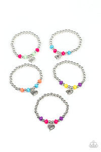 Multi-Colored,SS Bracelet,Heart Charm Starlet Shimmer Bracelet