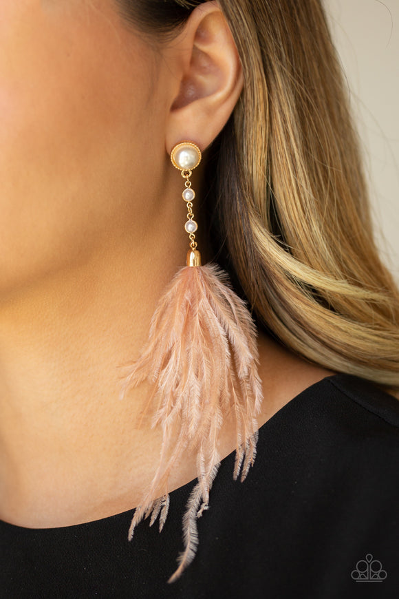 Vegas Vixen Gold ✧ Feather Post Earrings Post Earrings