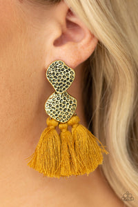 Brass,Earrings Fringe,Earrings Post,Earrings Tassel,Yellow,Tenacious Tassel Yellow ✧ Tassel Post Earrings