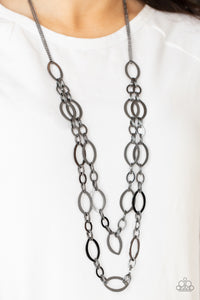 Black,Gunmetal,Necklace Long,The OVAL-achiever Black ✨ Necklace