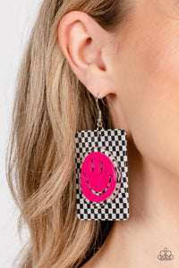 Earrings Fish Hook,Empower Me Pink,Exclusive,Pink,Cheeky Checkerboard Pink ✧ Earrings