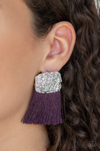 Earrings Fringe,Earrings Post,Purple,Plume Bloom Purple ✧ Fringe Post Earrings