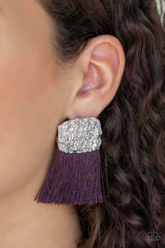 Plume Bloom Purple ✧ Fringe Post Earrings Post Earrings