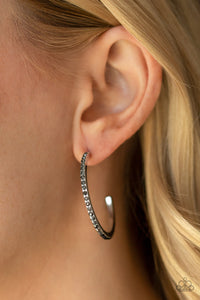 Black,Earrings Hoop,Hematite,Rhinestone Revamp Black ✧ Hoop Earrings