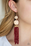Lotus Gardens Red ✧ Fringe Earrings Earrings