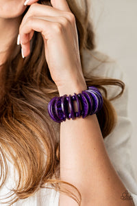 Bracelet Stretchy,Bracelet Wooden,Purple,Wooden,Tropical Tiki Bar Purple ✧ Bracelet