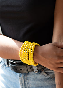 Bracelet Stretchy,Bracelet Wooden,Wooden,Yellow,Diving in Maldives Yellow  ✧ Bracelet