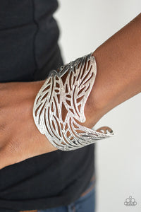 Bracelet Cuff,White,Leafy Lei Silver  ✧ Bracelet