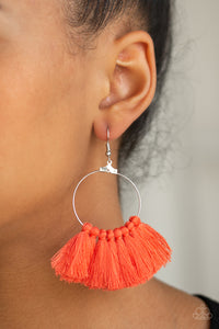 Earrings Fish Hook,Earrings Fringe,Earrings Tassel,Orange,Peruvian Princess Orange ✧ Tassel Earrings
