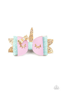 Gold,Hair Bow,Pink,All Rainbows and Unicorns Pink ✧ Hair Bow Clip