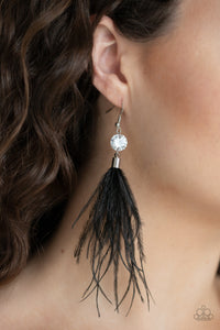Black,Earrings Feather,Earrings Fish Hook,Feathered Flamboyance Black ✧ Feather Earrings