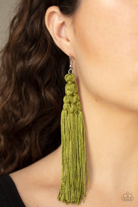 Earrings Fish Hook,Earrings Tassel,Green,Magic Carpet Ride Green ✧ Tassel Earrings