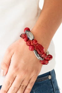 Bracelet Stretchy,Gunmetal,Red,Rockin Rock Candy Red ✧ Bracelet