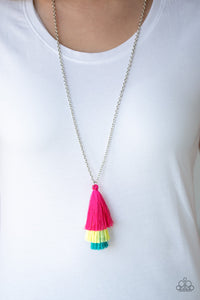 Blue,Multi-Colored,Necklace Fringe,Necklace Long,Pink,Yellow,Triple The Tassel Multi ✨ Necklace