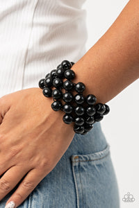 Black,Bracelet Stretchy,Bracelet Wooden,Wooden,Tiki Tropicana Black ✧ Bracelet