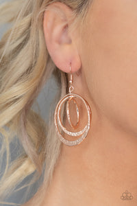 Earrings Fish Hook,Rose Gold,Metallic Ruffle Rose Gold ✧ Earrings