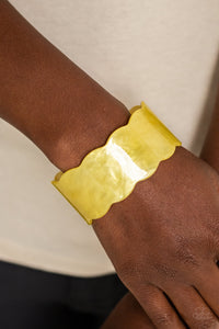 Bracelet Acrylic,Bracelet Cuff,Yellow,Retro Ruffle Yellow ✧ Bracelet