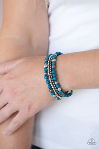 Blue,Bracelet Stretchy,Gunmetal,Stacked Style Maker Blue ✧ Bracelet