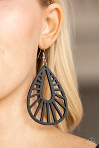 Black,Earrings Fish Hook,Earrings Wooden,Wooden,Coachella Chill Black ✧ Wood Earrings