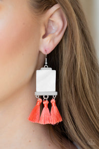 Earrings Fish Hook,Orange,Tassel Retreat Orange ✧ Earrings