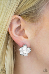 Earrings Clip-On,White,Rosebud Social White ✧ Clip-On Earrings