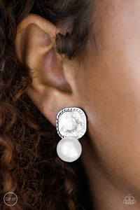 Earrings Clip-On,White,Gatsby Gleam White ✧ Clip-On Earrings
