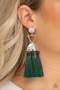 Earrings Fringe,Earrings Post,Green,Tassel Trippin Green ✧ Tassel Post Earrings