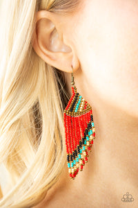 Earrings Fish Hook,Earrings Seed Bead,Bodaciously Bohemian Red ✧ Seed Bead Earrings