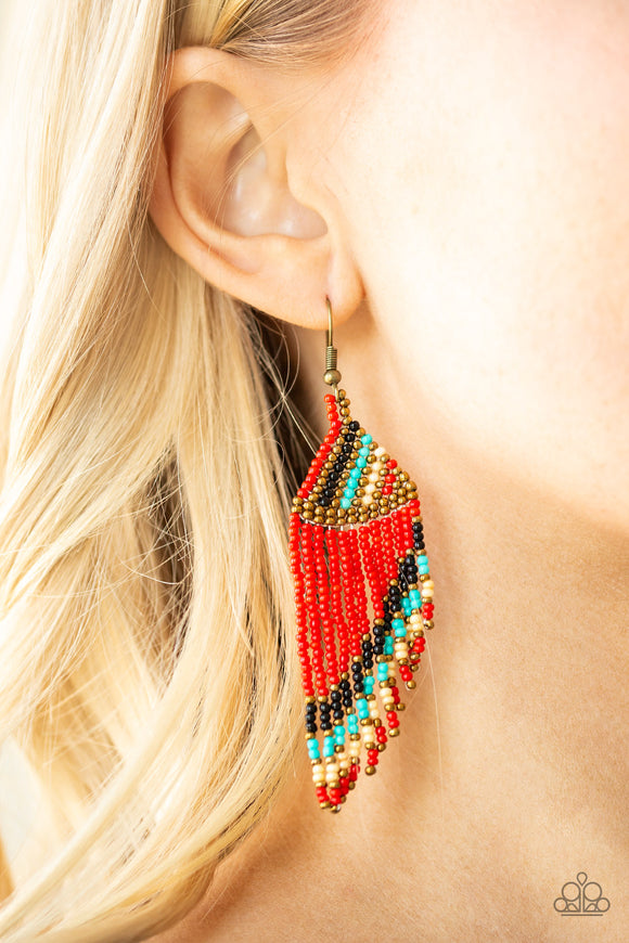 Bodaciously Bohemian Red ✧ Seed Bead Earrings Earrings
