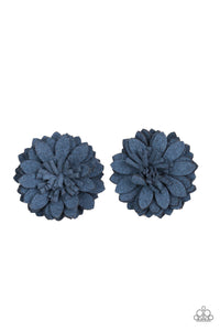 Blue,Flower Clip,Suede,Posh and Posy Blue ✧ Flower Hair Clip