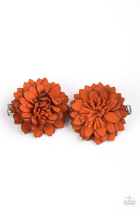 Flower Clip,Orange,Suede,Posh And Posy Orange ✧ Flower Hair Clip