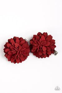 Flower Clip,Red,Suede,Posh And Posy Red ✧ Flower Hair Clip
