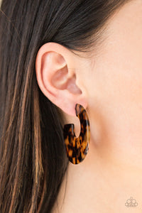 Brown,Earrings Acrylic,Earrings Hoop,Paparazzi Tropically Torrid Brown ✧ Acrylic Hoop Earrings
