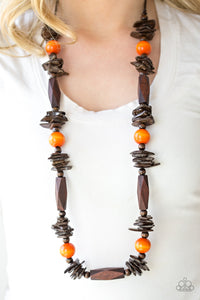 Necklace Long,Necklace Wooden,Orange,Wooden,Cozumel Coast Orange ✨ Necklace