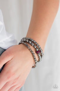 Bracelet Stretchy,Gunmetal,Pink,Noticeably Noir Pink ✧ Bracelet