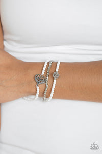 Bracelet Stretchy,Hearts,Valentine's Day,White,Lover's Loot White ✧ Bracelet