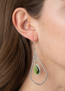 Cat's Eye,Earrings Fish Hook,Green,Ethereal Elegance Green ✧ Earrings