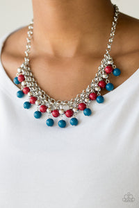 Blue,Multi-Colored,Necklace Short,Red,Friday Night Fringe Multi ✨ Necklace