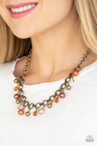 Brass,Brown,Multi-Colored,Necklace Short,Orange,Fiercely Fancy Multi ✧ Necklace