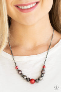 Gunmetal,Hematite,Necklace Short,Red,The Big-Leaguer Multi ✨ Necklace