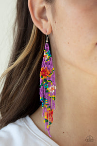 Earrings Fish Hook,Earrings Seed Bead,Multi-Colored,Purple,Beaded Gardens Purple ✧ Seed Bead Earrings