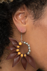 Brown,Earrings Fish Hook,Earrings Leather,Leather,Orange,Flower Child Fever Orange ✧ Leather Earrings