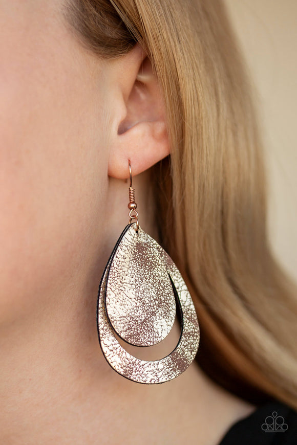 Fiery Firework Copper ✧ Leather Earrings Earrings