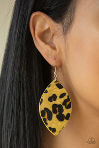 Animal Print,Earrings Fish Hook,Earrings Leather,Leather,Yellow,GRR-irl Power! Yellow ✧ Leather Earrings
