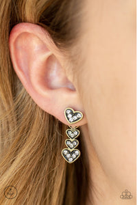 Brass,Earrings Jacket,Earrings Post,Hearts,Valentine's Day,Heartthrob Twinkle Brass ✧ Post Jacket Earrings