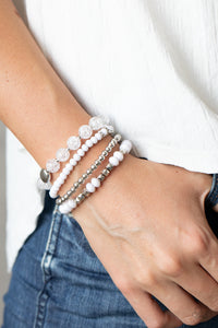 Bracelet Stretchy,White,Layered Luster White  ✧ Bracelet