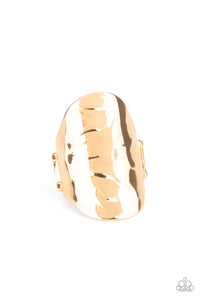 Gold,Ring Wide Back,Retro Ripple  Gold ✧ Ring