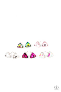 Iridescent,Light Pink,Oil Spill,Pink,Purple,SS Earring,White,Triangle Gem Starlet Shimmer Earrings